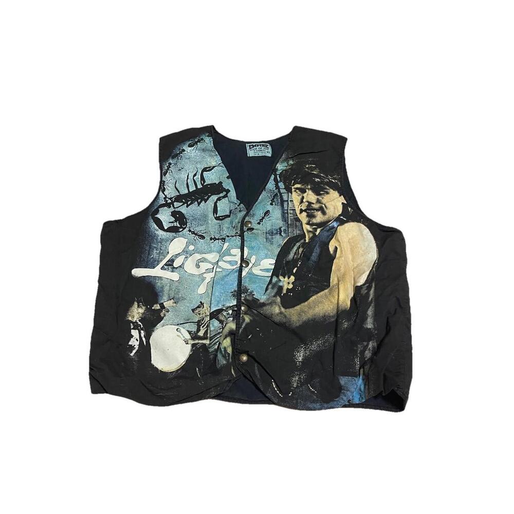 VINTAGE 90s Ligabue ALL OVER PRINT EMPIRE‎ METAL BAND VEST H66